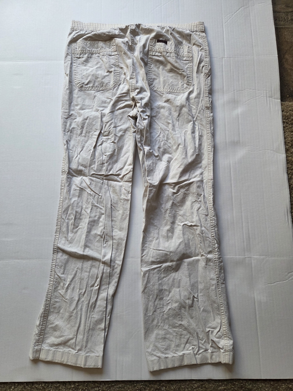 FireWorks Vintage Tan Cotton Elastic Waist Straight Leg Pants Mens Size 13/14 - Picture 2 of 5